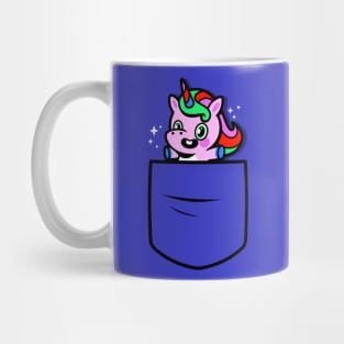 Funny Cute Kawaii Unicorn Cartoon Pocket Design Gift For Kids Mug